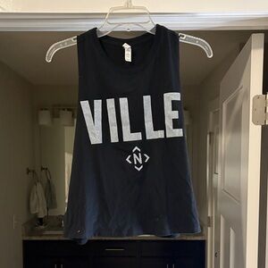 Black Sleeveless Top with Silver Print